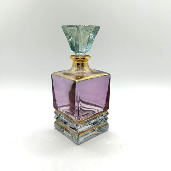Estate Other - Italian Art Glass Perfume Bottle With Gold Accents & Glass Stopper